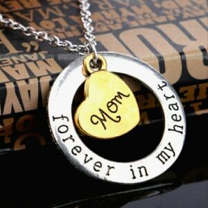 NEW Mom Forever In My Heart Open Circle Necklace With Charm Mother's Day